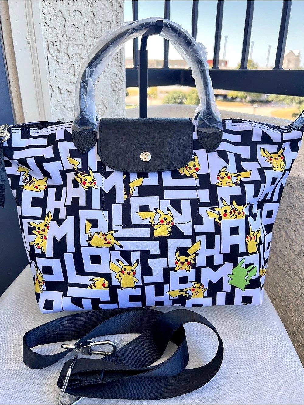 Longchamp x Pokémon Le Pliage LGP Canvas Tote Bag LGP Canvas Tote in Black &